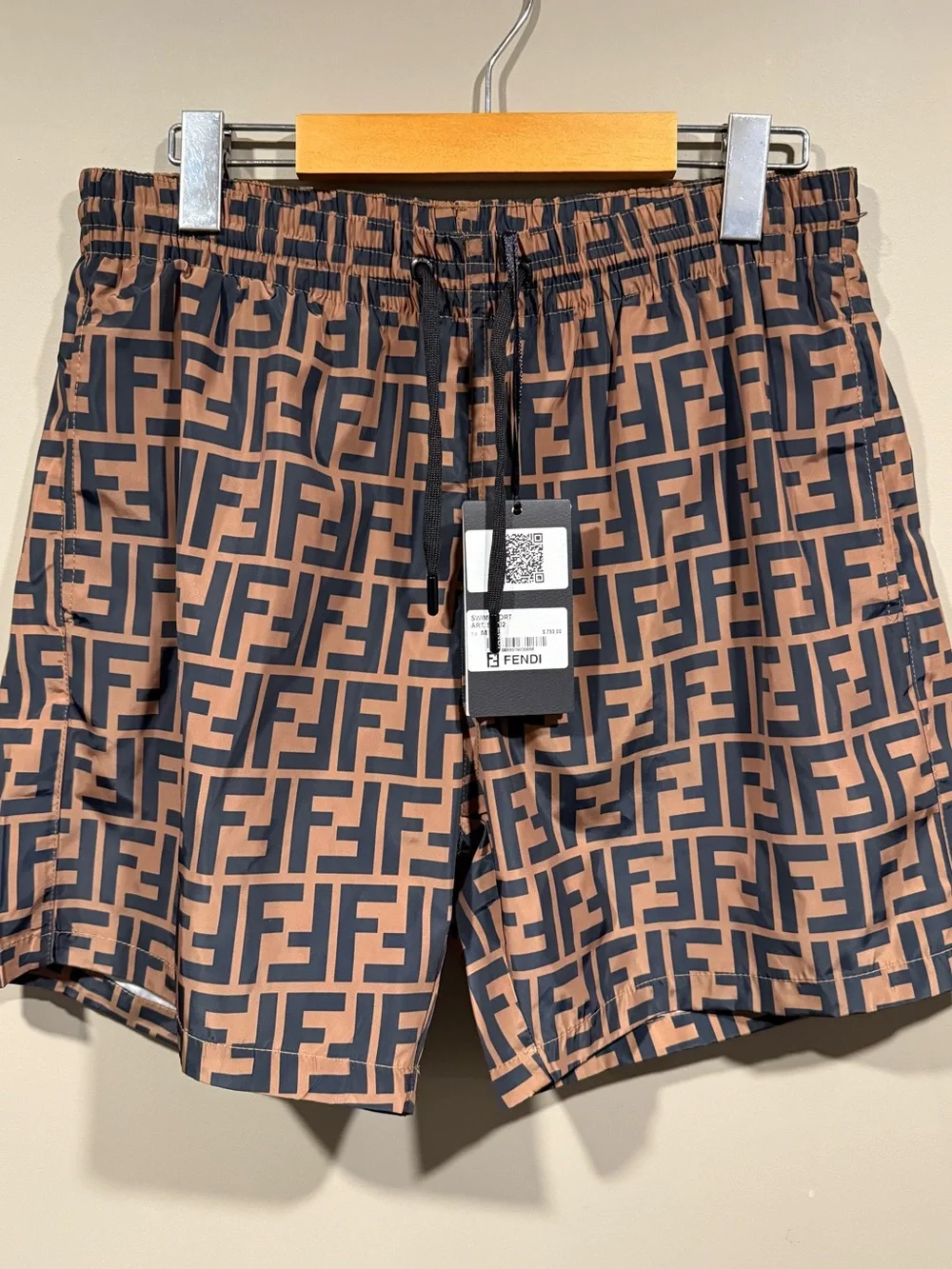 Fendi FF monogram Men’s Brown/Black Logo Swim Shorts